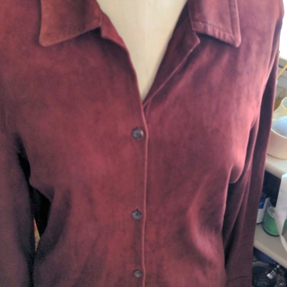 Banana Republic Burgundy Leather Shirt Jacket Medium Light
